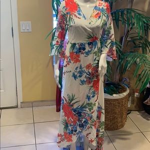 Floral Print 3/4 Sleeve Dress